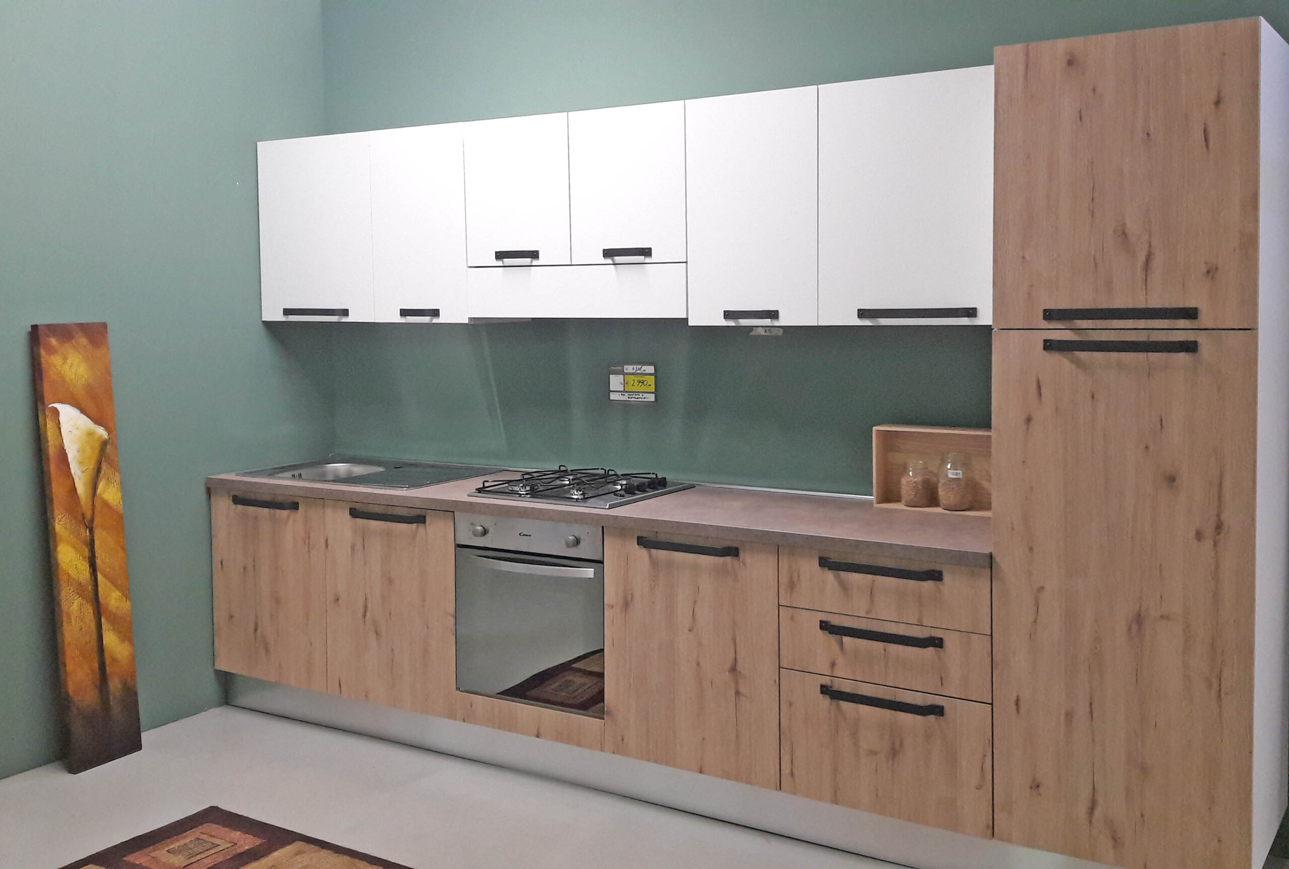 Cucina bianca e legno L.360