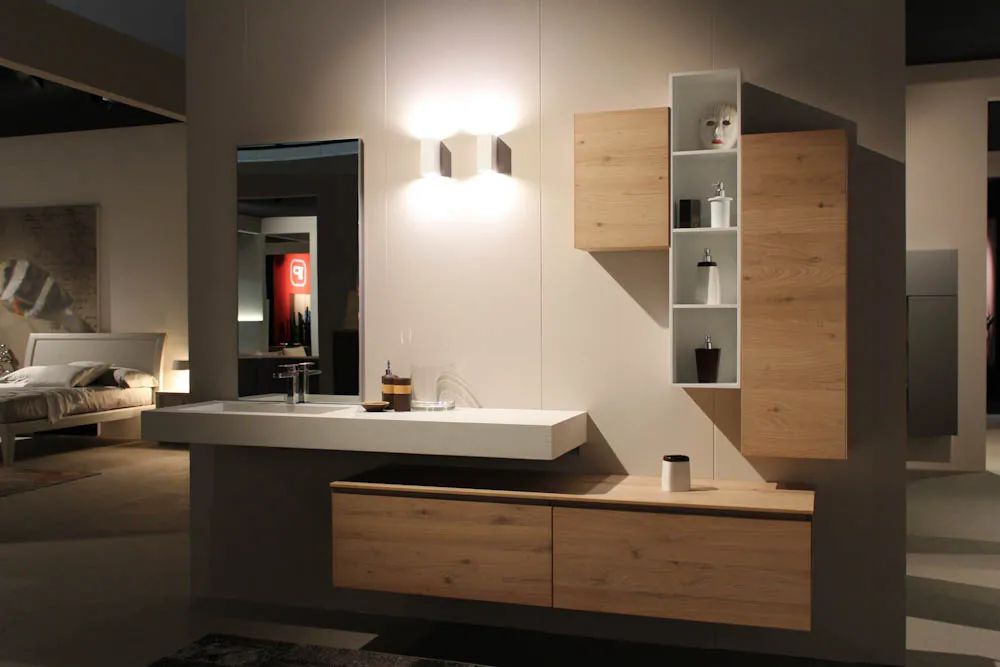Bagno rovere naturale top ecomalta con vasca integrata