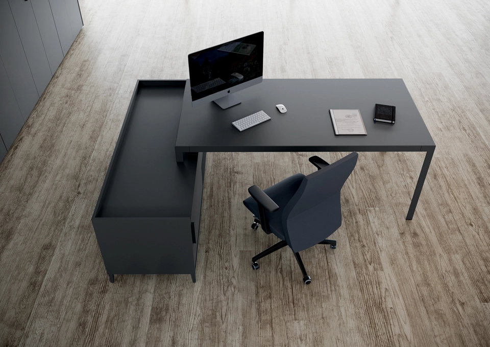Ufficio Semidirezionale Moderno – Eleganza in Scala di Grigi